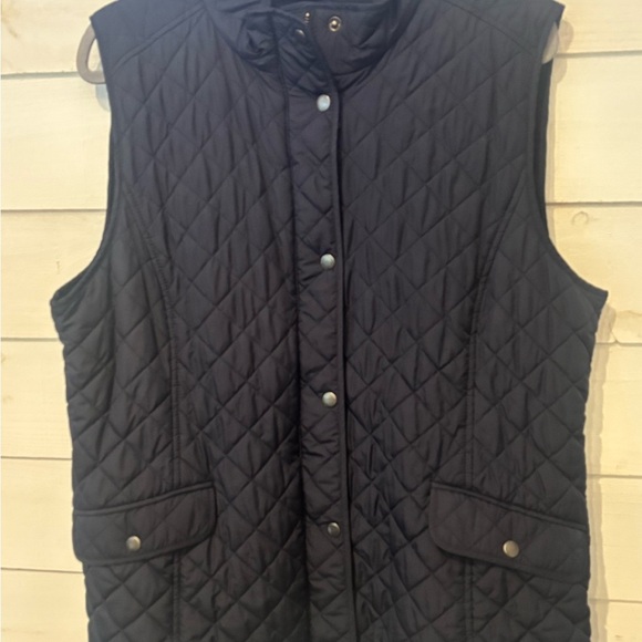 Talbots Navy Quilted Vest with Stand-Up Collar - Picture 5 of 7